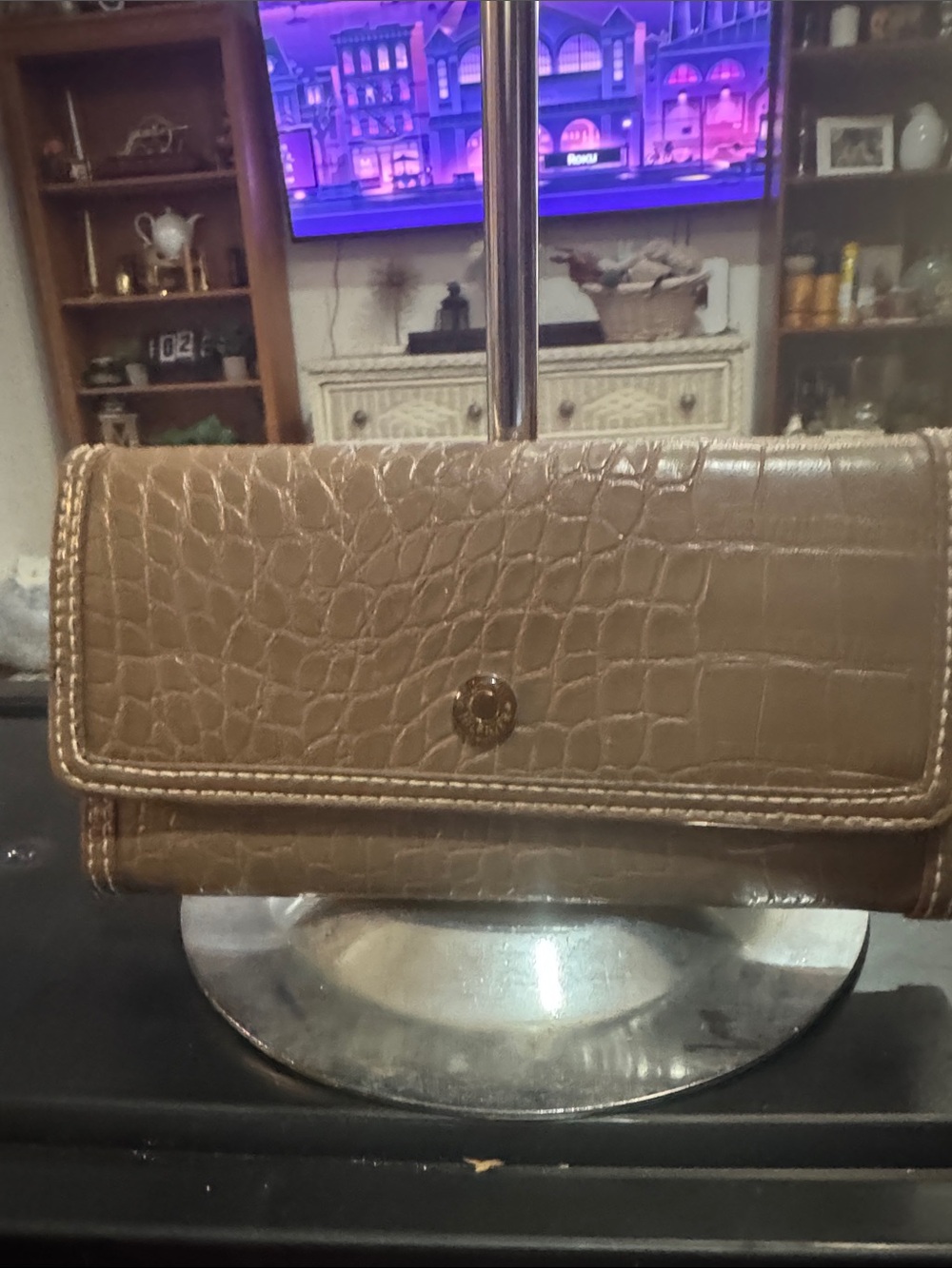 Tommy Hilfiger Taupe Croc-Embossed Wallet